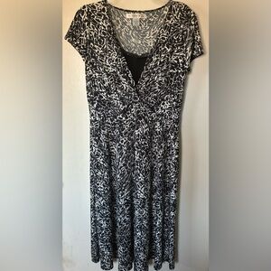 Aa Studio-Woman’s Black/ White Pattern  Long Dress Stretchy Sz 10